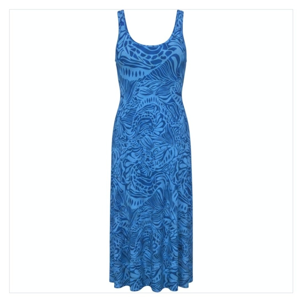Soft Surroundings Womens Regular Maxi Dress Medium Blue Cotton Blend Resortwear